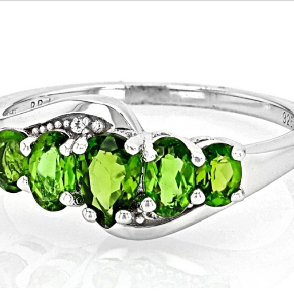 Genuine Chrome Diopside & Topaz Sterling Silver Ring Size 9.5! ✨️ - Picture 3 of 10